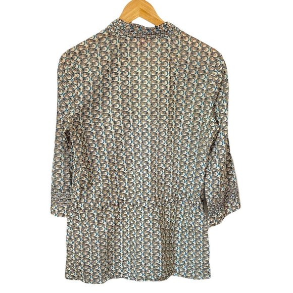 Tory Burch Cream & Gold Adelaide Elephant Pattern Tunic/Swim Cover Women Size 8 - Picture 3 of 10